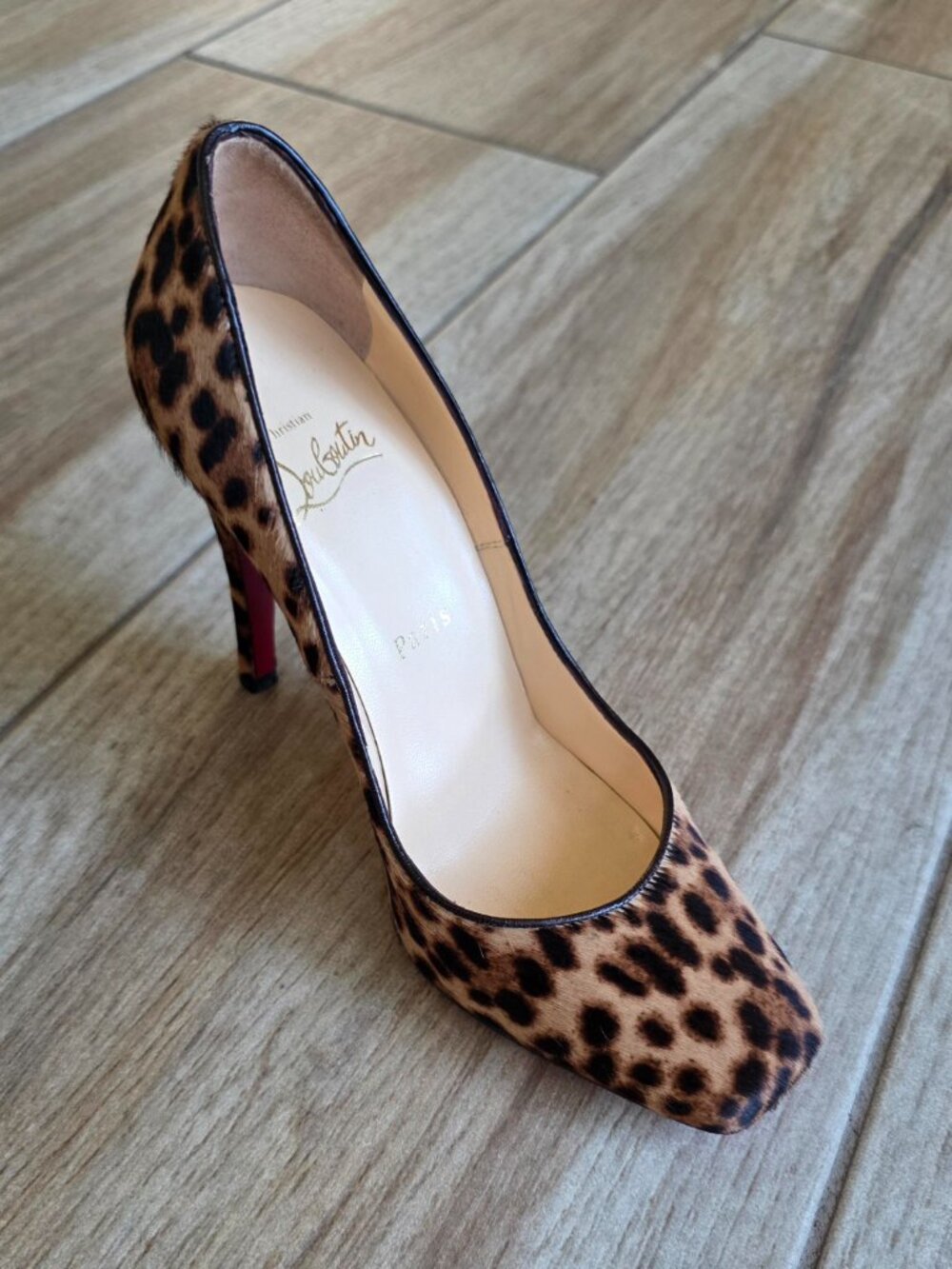 Christian Louboutin Leopard-Print Calf Hair Square-Toe Square Eur. 36.5